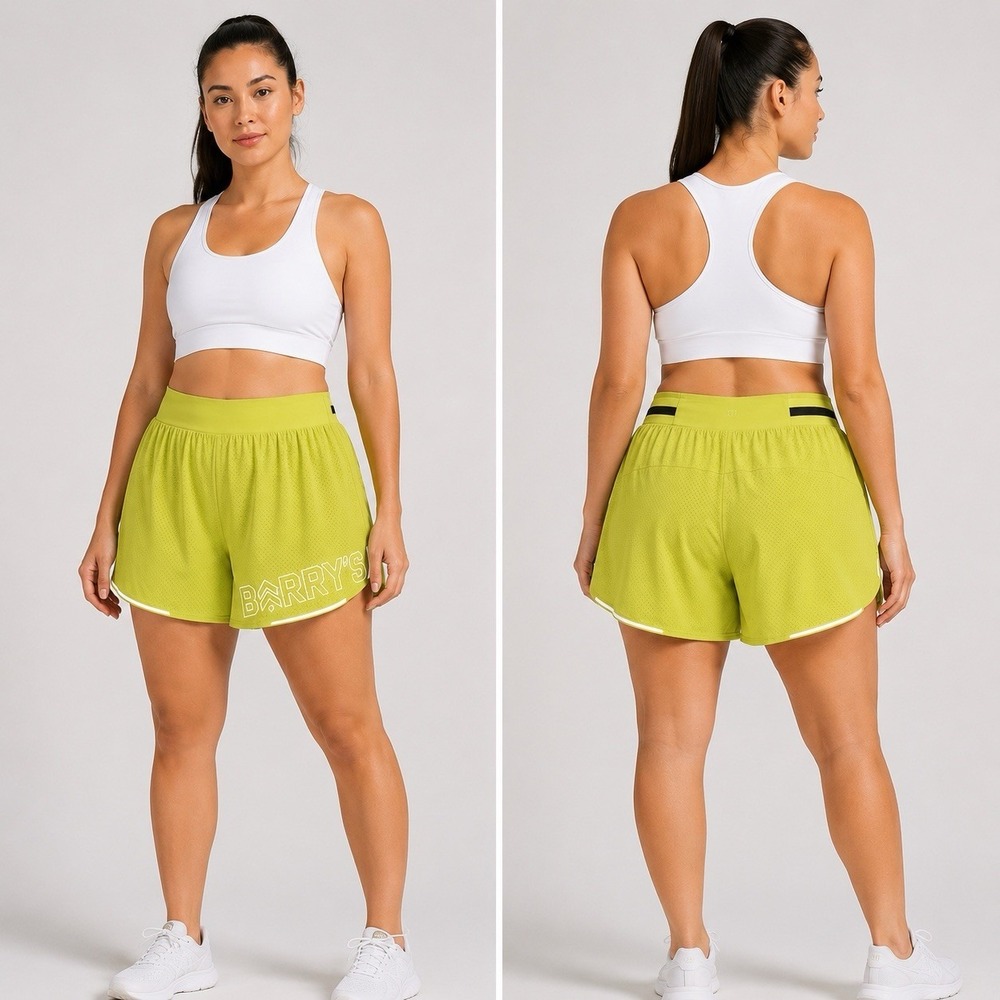 Lululemon x Barry's Wasabi Running Shorts Reflective Perforated Lime XL
